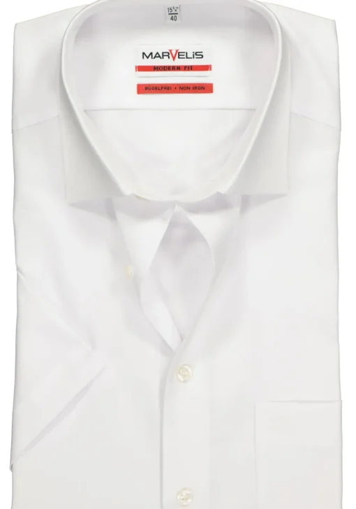 MARVELIS modern fit overhemd, korte mouw, wit