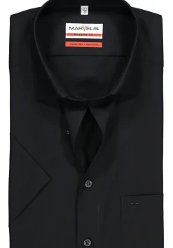 MARVELIS modern fit overhemd, korte mouw, zwart