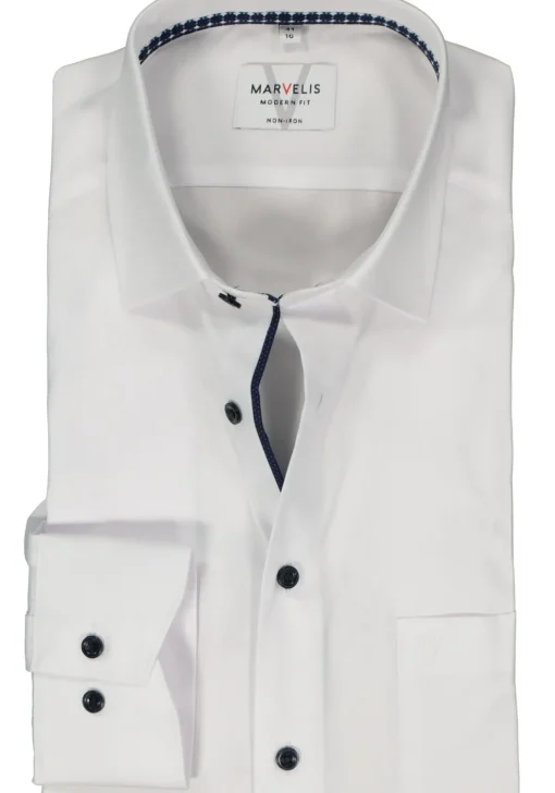 MARVELIS modern fit overhemd, popeline, wit