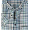 MARVELIS modern fit overhemd, korte mouw, popeline, groen geruit