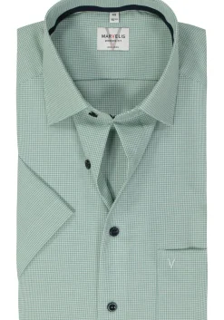 MARVELIS modern fit overhemd, korte mouw, popeline, kristalgroen geruit
