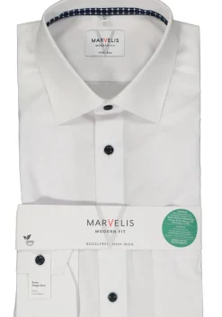 MARVELIS modern fit overhemd, mouwlengte 7, popeline, wit