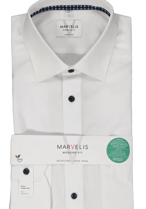 MARVELIS modern fit overhemd, mouwlengte 7, popeline, wit