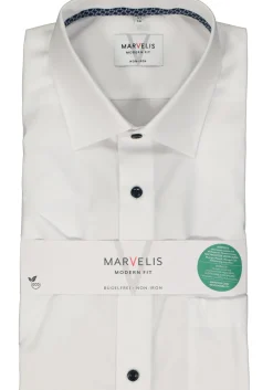 MARVELIS modern fit overhemd, korte mouw, structuur, wit