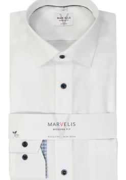 MARVELIS modern fit overhemd, fil a fil, wit