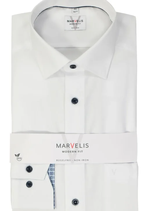 MARVELIS modern fit overhemd, fil a fil, wit