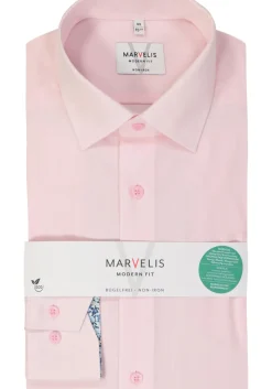 MARVELIS modern fit overhemd, popeline, lichtroze