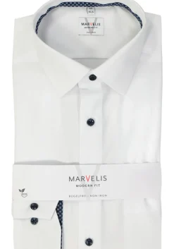 MARVELIS modern fit overhemd, popeline, wit
