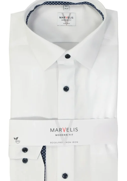 MARVELIS modern fit overhemd, popeline, wit