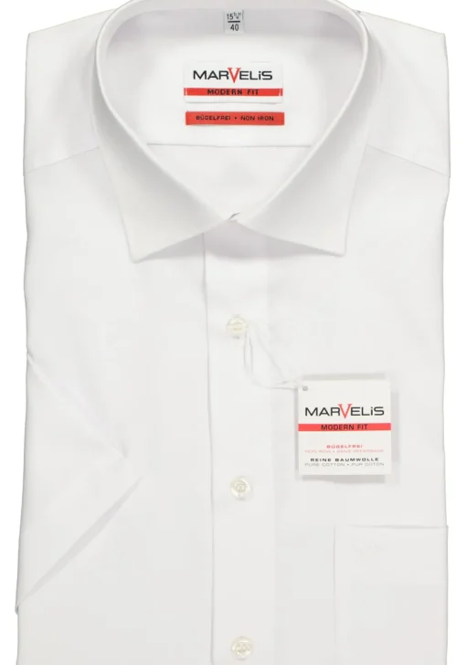 MARVELIS modern fit overhemd, korte mouw, wit