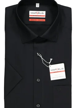 MARVELIS modern fit overhemd, korte mouw, zwart