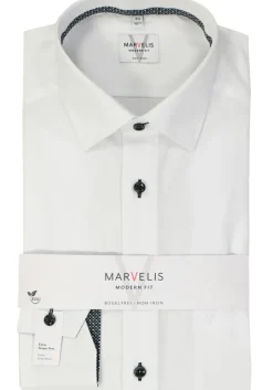 MARVELIS modern fit overhemd, mouwlengte 7, popeline, wit