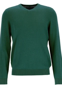 MARVELIS modern fit trui katoen, V-hals, groen