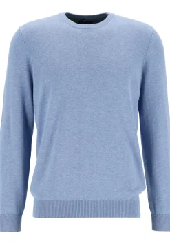 MARVELIS modern fit trui katoen, O-hals, lichtblauw