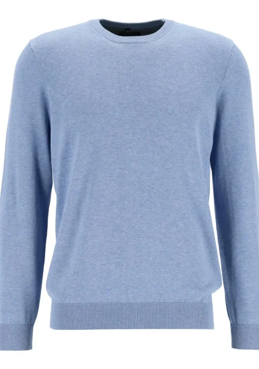 MARVELIS modern fit trui katoen, O-hals, lichtblauw
