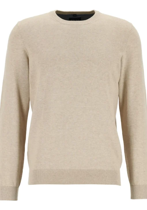 MARVELIS modern fit trui katoen, O-hals, beige