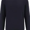 MARVELIS modern fit trui katoen, O-hals, marine blauw