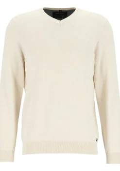 MARVELIS modern fit trui katoen, V-hals, ecru