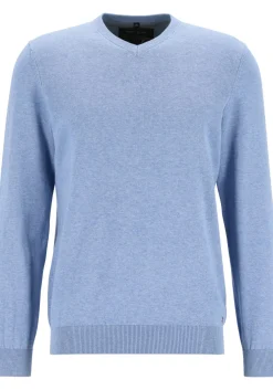 MARVELIS modern fit trui katoen, V-hals, lichtblauw