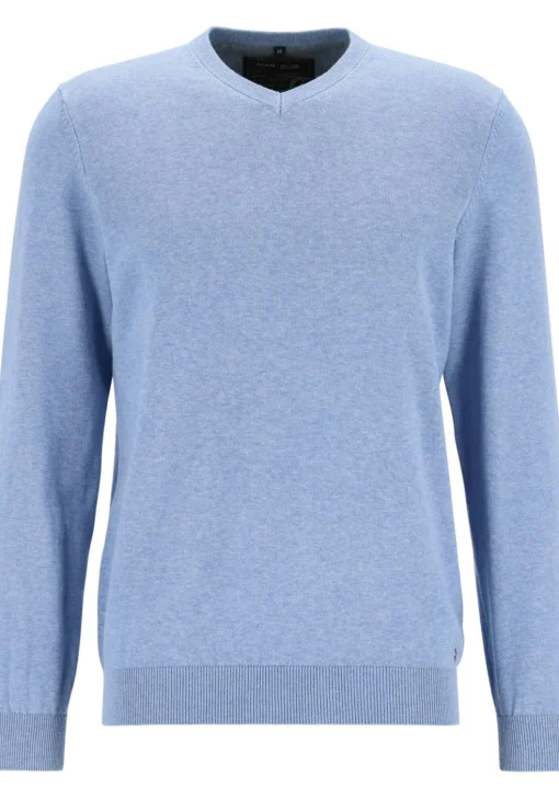 MARVELIS modern fit trui katoen, V-hals, lichtblauw