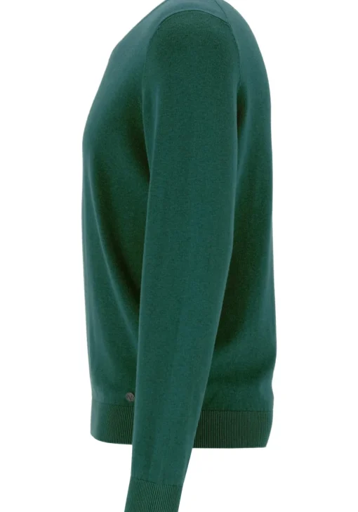 MARVELIS modern fit trui katoen, V-hals, groen