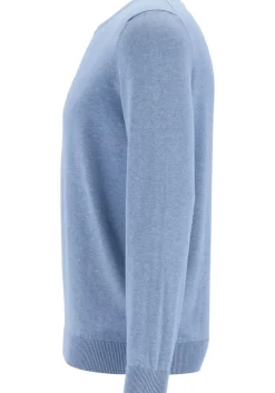 MARVELIS modern fit trui katoen, O-hals, lichtblauw