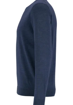 MARVELIS modern fit trui wol, O-hals, rookblauw