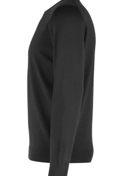 MARVELIS modern fit trui wol, O-hals, zwart