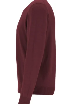 MARVELIS modern fit trui katoen, V-hals, aubergine