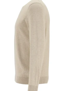MARVELIS modern fit trui katoen, O-hals, beige