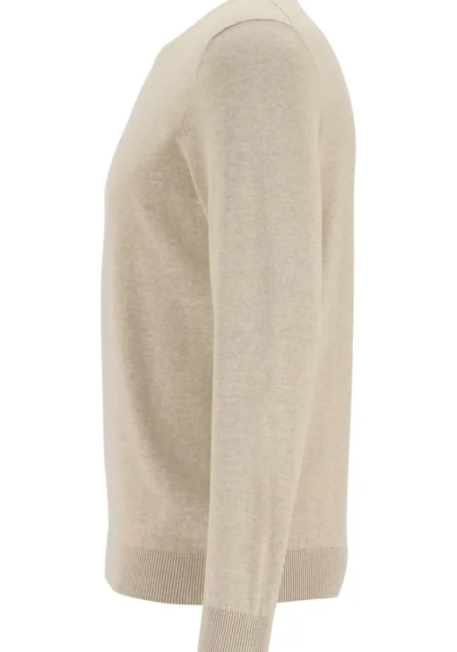 MARVELIS modern fit trui katoen, O-hals, beige