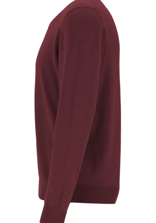 MARVELIS modern fit trui katoen, V-hals, aubergine
