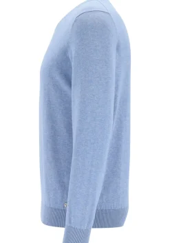 MARVELIS modern fit trui katoen, V-hals, lichtblauw