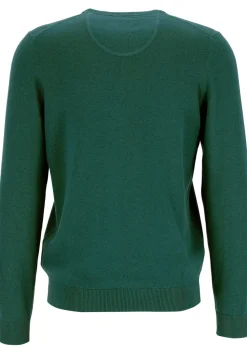 MARVELIS modern fit trui katoen, V-hals, groen