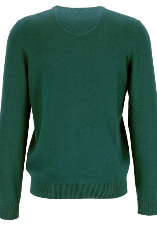 MARVELIS modern fit trui katoen, V-hals, groen