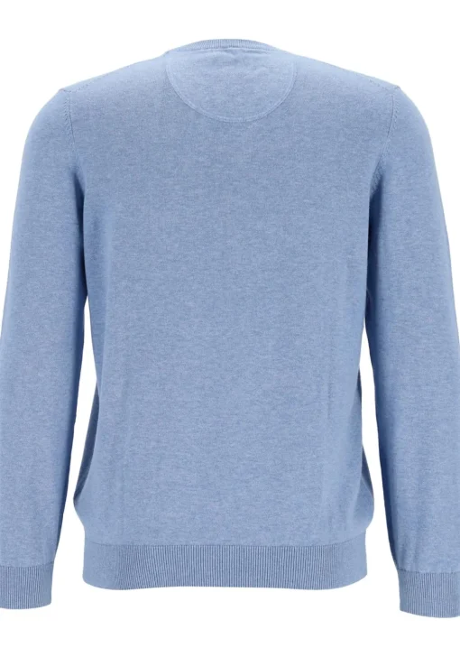MARVELIS modern fit trui katoen, O-hals, lichtblauw