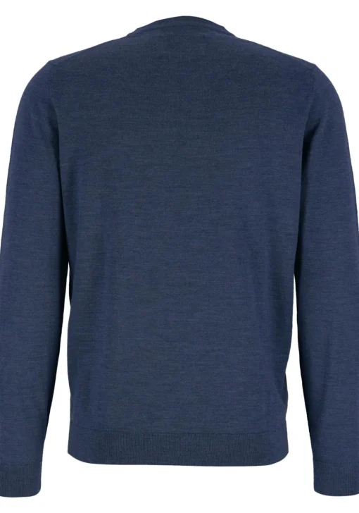 MARVELIS modern fit trui wol, O-hals, rookblauw