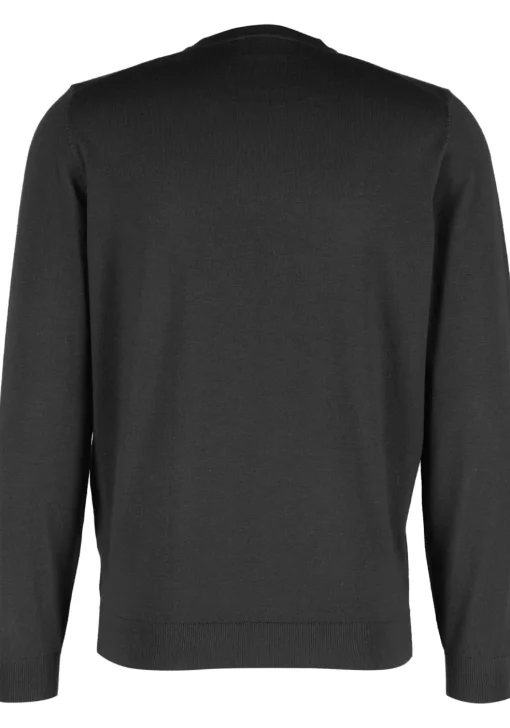 MARVELIS modern fit trui wol, O-hals, zwart