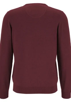 MARVELIS modern fit trui katoen, V-hals, aubergine