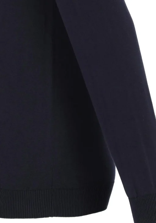 MARVELIS modern fit trui katoen, O-hals, marine blauw