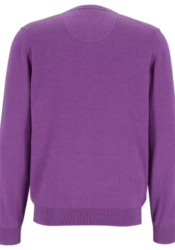 MARVELIS modern fit trui katoen, V-hals, aubergine paars