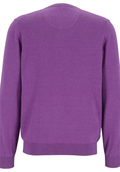 MARVELIS modern fit trui katoen, V-hals, aubergine paars
