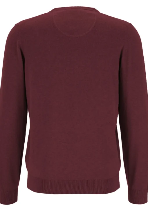 MARVELIS modern fit trui katoen, V-hals, aubergine