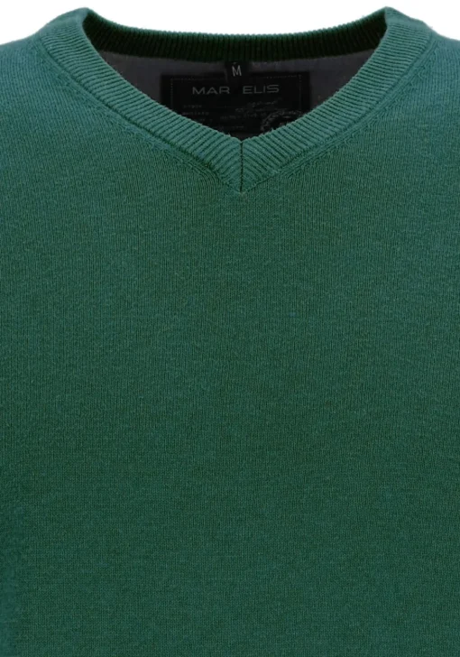 MARVELIS modern fit trui katoen, V-hals, groen