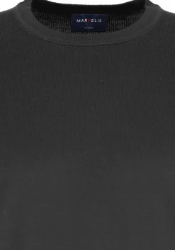 MARVELIS modern fit trui wol, O-hals, zwart