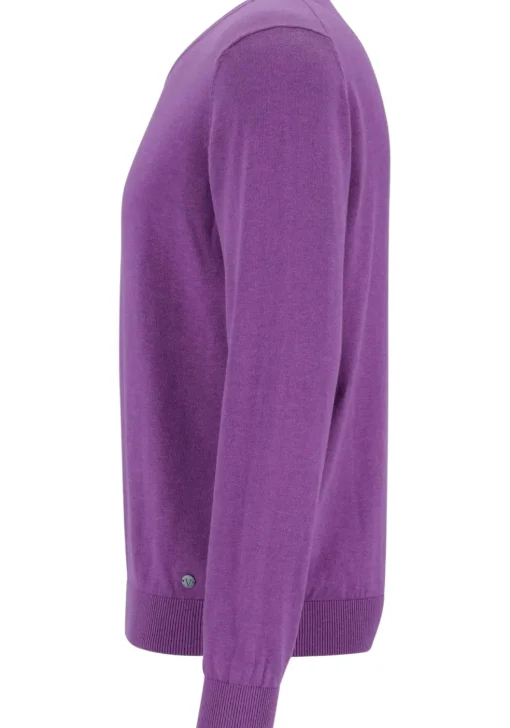 MARVELIS modern fit trui katoen, V-hals, aubergine paars