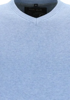 MARVELIS modern fit trui katoen, V-hals, lichtblauw