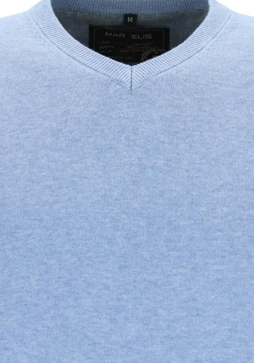 MARVELIS modern fit trui katoen, V-hals, lichtblauw