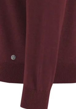MARVELIS modern fit trui katoen, V-hals, aubergine