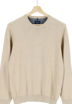 MARVELIS modern fit trui katoen, O-hals, beige